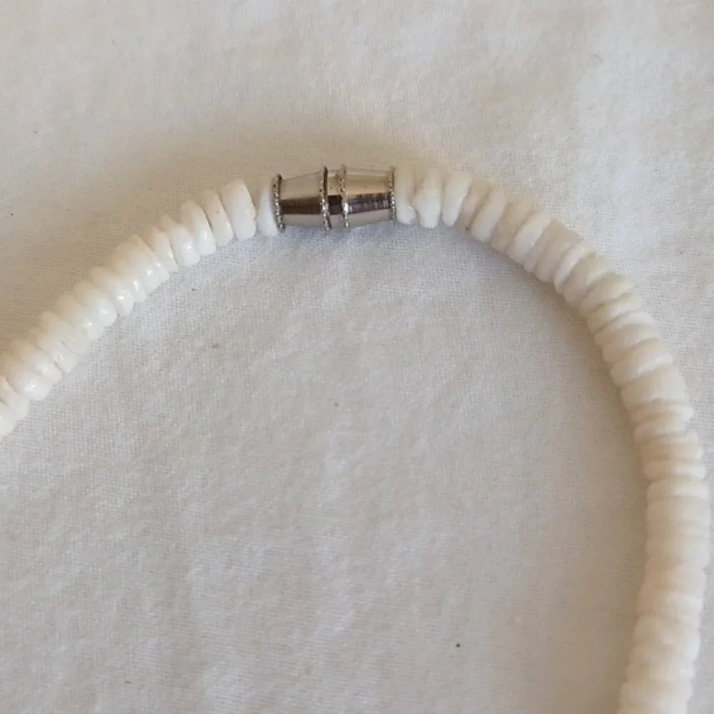 2 PIECE SET Vintage White Puca Shell Necklace & Bracelet for Men or Women Unisex